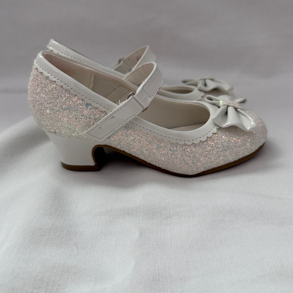 White Glitter Mary Jane Heels - Picture 2 of 4